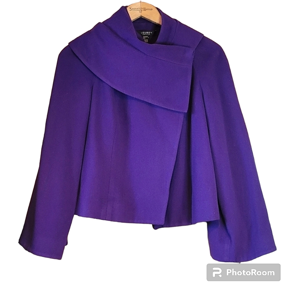Vintage Louben Petite Wool & Cashmere Blend Purple Jacket